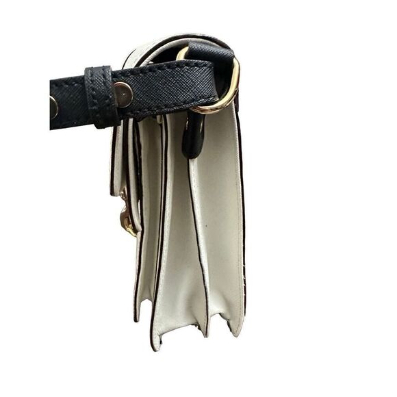 Rebecca Minkoff Handbag Bag Crossbody Hudson White Black Saffiano Leather Flap - Picture 4 of 12